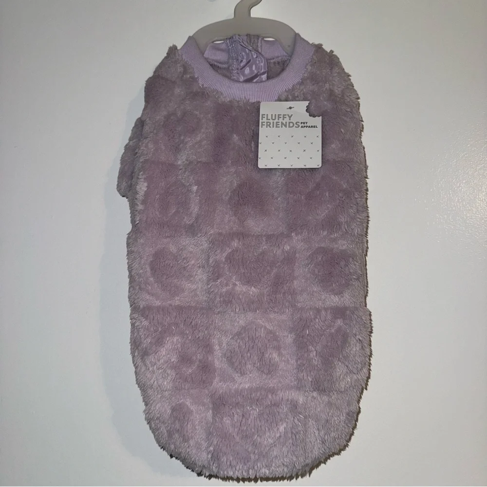 🆕 Fluffy Friends Valentine’s Day Heart Print Fleece Pet Jacket Size Medium